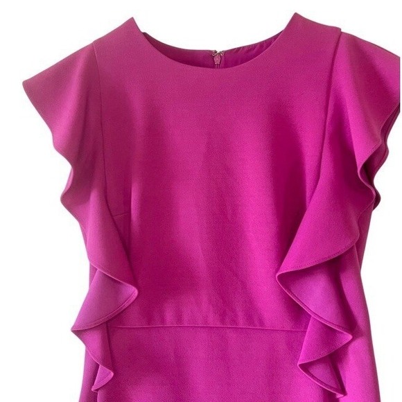 Donna Morgan Raspberry‎ Pink Ruffle Shift Dress 8 - Picture 3 of 10